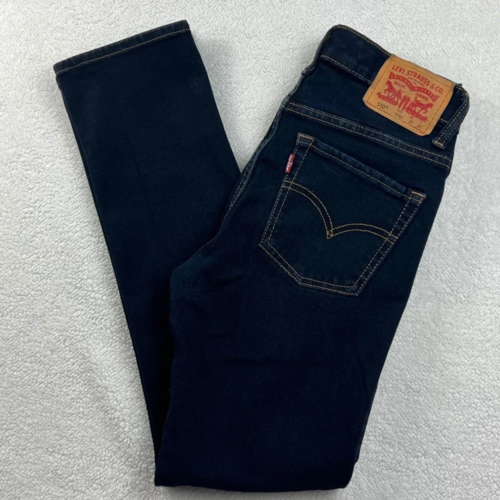 Levi Strauss & Co 510‎ Skinny Dark Wash Denim Jeans Boy's Size 14 Reg W27 L27